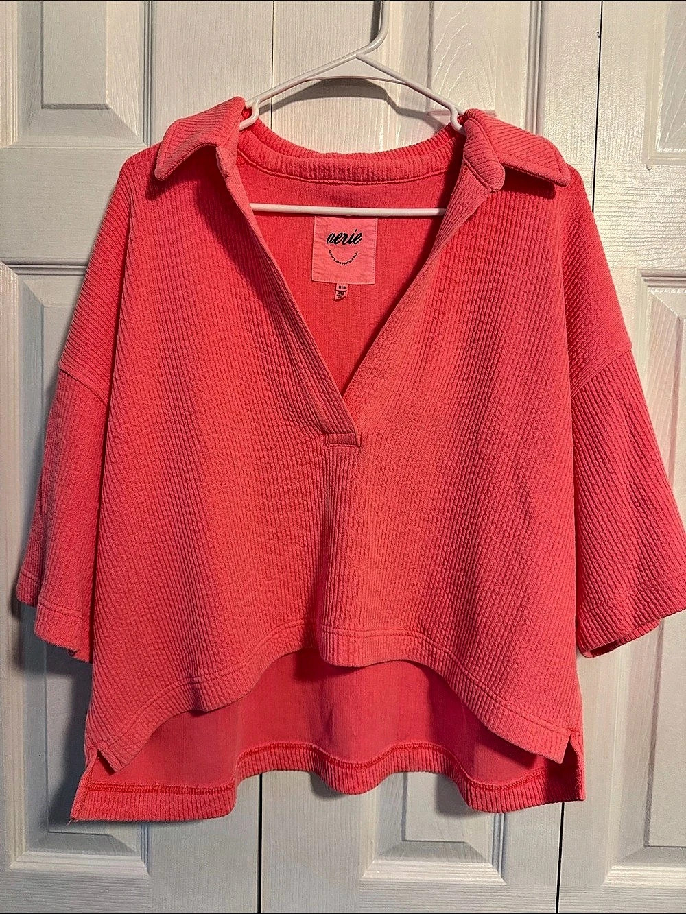 aerie Pink Knit Short Sleeve Top Size Medium Like New